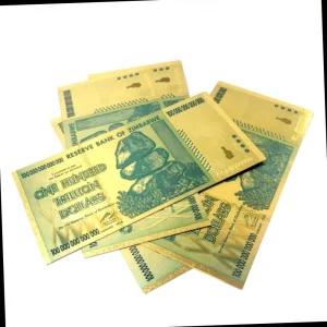 행운 집폐 짐바브웨 100조 지폐 2개 화폐 수집 금박 달러 황금 수표