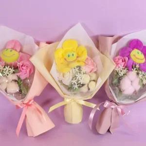 귀여운 스마일 인형 미니 꽃다발 3color 어린이집 유치원 졸업 스마일꽃 여자친구 작은 생일 선물