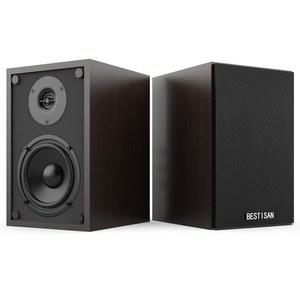 블루투스 및 서브 출력 포트가 있는 BESTISAN SR04F-01 책장 스피커, 턴테이블용 파워 스테레오 RCA 레코드 플레이어, 데스크톱, TV, 입력, 페어링