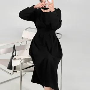 [에이와비] [140.150ver] #AWABMADE:_엔느핀턱플레어롱원피스 -키작녀/기장선택/하객룩추천/2color