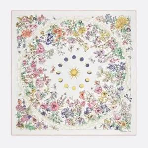 MUST IT_디올  국내백화점 풀세트) Dior Astral Flowers 90 스퀘어 스카프 실크 사각 아이보리