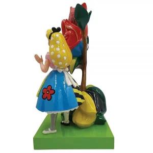 [정품] Enesco 디즈니 by Romero Britto 이상한 나라의 앨리스 말하는 장미 피규어, 20cm(7.87인치), 멀티
