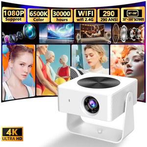 빔프로젝터 카이아쿠아 T1 프로 4K 미니 스탠드 프로젝터 HD 1080P 290ANSI 안드로이드 13 자동 초점 야외 시어터