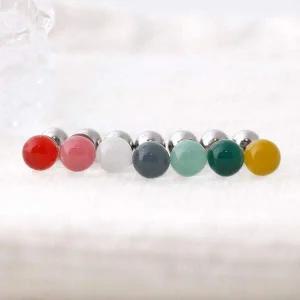 [콩심팥심]파스텔 컬러 투명 볼 써지컬 스틸 피어싱 레이어드피어싱