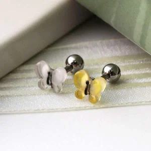 [콩심팥심]아크릴 투명 나비 써지컬 스틸 피어싱 레이어드피어싱