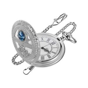 리얼푸 쓰리 스몰 기어 쿼츠 남성용 포켓 워치, 아라비아 숫자 화이트 다이얼 워치 체인 포함