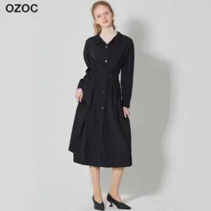 오조크 D링 벨트 장식 셔츠형 원피스