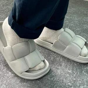 남성용 쿠션 샌들 편안한 슬리퍼 그레이 남자 신발 여름용