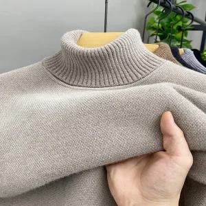 목티 폴라티 터틀넥 목폴라티 남자 남성 헤비 하이 라펠 니트 스웨터 두꺼운 벨벳 원피스 웜 베이스 레이어