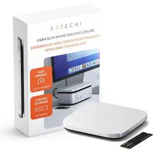 Satechi Mac mini M4용 USB4 NVMe SSD 인클로저 최대 40Gbps 8TB 크기 2280/2260/2242/2230mm용 - Thunderb
