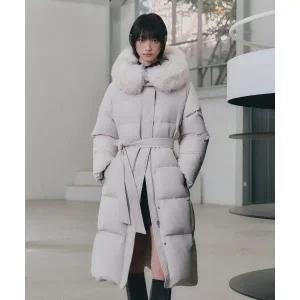 [미쏘] 페이크 퍼 슬림핏 롱 다운 MIWJDFC04B