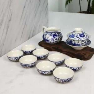청화백자 당초문 개완 개합 다기세트 다도 다기세트 중국다기 경덕진다기 찻잔세트