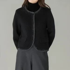 엄마옷 마담4060 모던베이직 투투배색프린지울자켓 데일리 여성 -ZJK2511018-