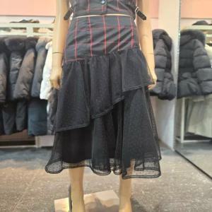 [에고이스트] 패턴 레이스 배색 플레어 롱스커트 EQ4WS-261