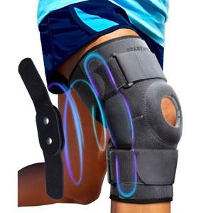 스파르토스 힌지 무릎 보호대 - ACL, MCL, 반월상 연골 파열, 관절염, 힘줄 듀얼 메탈 측면 안정제 달리기 지원, 남녀 체크 사이즈 차트(대형, 15 -20 허벅지)