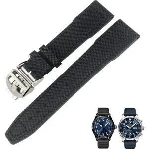 시계줄 호환 교체용 스트랩 액세서리 CEKGDB 21mm 20mm 나일론 송아지 가죽 검정색 파랑 초록색 IWC IW3777
