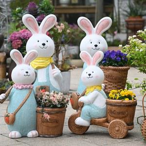 조형물 정원 장 인테리어 가족 야외 귀여운 공예품 식물 화분 토끼