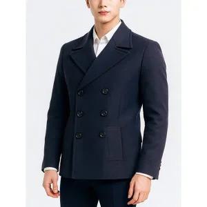 [디바옴므]겨울 더블 숏 모직 코트 정장 세미 피코트 하프 싱글 모직_P412311873