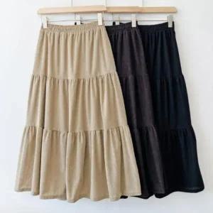 [하프클럽/]여성 데일리 캉캉 플레어 코듀로이 롱 스커트