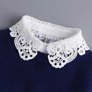 [콩심팥심]레이스 흰 카라 페이크 레이어드 넥 케이프 펀칭 코디 페이크넥카라