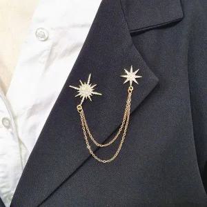 [골드스마일]브로치 남자 무대의상 정장 셔츠 별체인 카라핀 악세