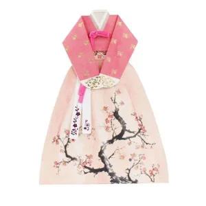 메세지카드 매화 수채 전통한복 카드 X5개 연하장