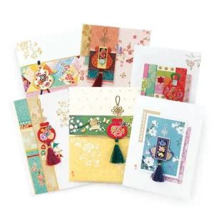 복주머니 전통 카드 X3개 연하장 입체 고급 감사카드