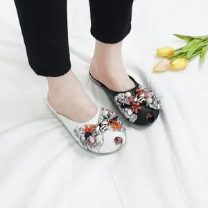 허니 보석 꿀벌 장식 소가죽 뮬 슬리퍼 2cm