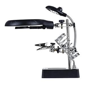 용접 확대경 5 LED 조명 데스크탑 렌즈 보조 클립 루페 세 번째 손 납땜 수리 도구