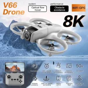 DJI Xiaomi 8K HD 카메라 WiFi 접이식 마이크로 항공기 높이 프리 Quadcopter RC 헬리콥터 키즈 완구 V66