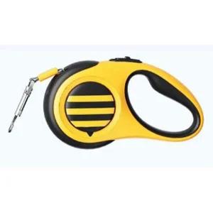 강아지 꿀벌 미니 자동줄 3m 옐로우 1P 경량 리드줄 강아지리드줄