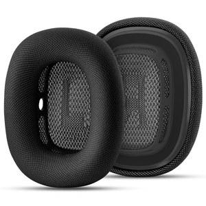 [미국배송] 목수안즈 애플호환 에어팟 맥스 헤드폰용 이어 쿠션 교체 이어패드 업그레이드 실리콘 레이어가 있는 메시 패브릭 커버 맥스용 자석 및 메모리 폼(스페이스 그레이)