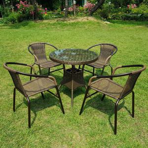 하이골드 라탄 800원형 39번 4인 야외 테이블 세트