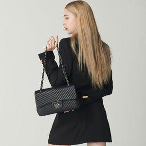 [세라]스튜디오세라 소가죽 V 퀼팅 체인 크로스백 H16H521 흑니켈