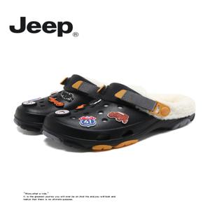 JEEP/지프 코튼슬리퍼 남성 겨울용 집털덧신 미끄럼방지 면화 커플털슬리퍼