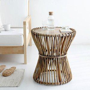 라탄 협탁 거실 침실 테라스 사이드테이블 미니 원형 탁자