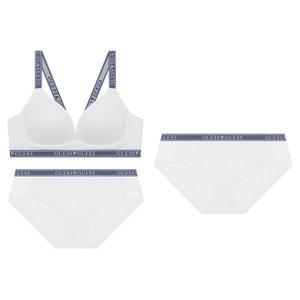 [게스언더웨어](강남점)(노와이어)데님밴드 포인트 메쉬  브라1개+팬티2개세트WH(GCWBR311/GCWBP311)