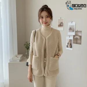 김장조끼 할머니조끼 겨울 여성 양털 엄마 뽀글이 후리스 무스탕