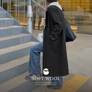 핫핑 [누빔안감/따뜻포근] 웨이비 울 누빔 싱글 롱코트