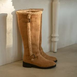 SOVO 베르타 쉐어링 스웨이드 롱부츠 4cm