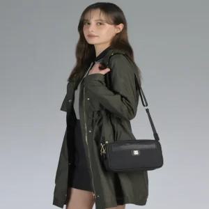 닥스 골프 여성 25SS [CHECK] 블랙 체크 JQD 더블 포켓 크로스백 DNGF5E205BK