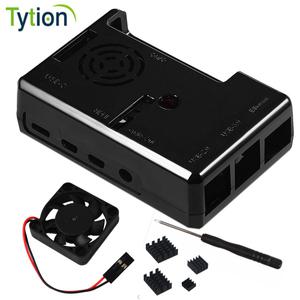 라즈베리 파이 4B 박스 ABS 케이스 쉘 냉각 팬 포함 알루미늄 방열판 4 개