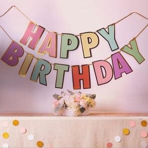 생일축하가랜드 금장영문배너 파티현수막