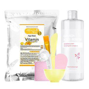 [메디플라워]대용량 모델링팩 스타터팩 비타민 1kg+팩도구 6종+콜라겐 멀티 부스터 500ml