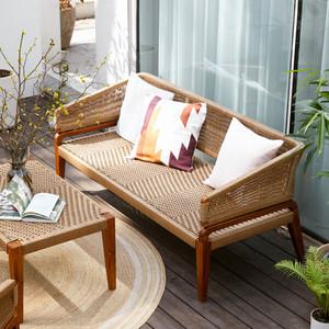 사라방드 북유럽 호텔디자인 원목 라탄소파 2인용_휘로3/테라스/펜션리조트호텔가구/라탄의자쇼파