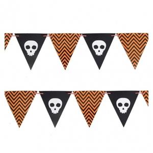 PW 할로윈 종이삼각가랜드해골물결 파티용품 장식