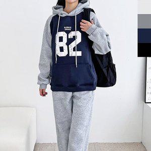 고품질 여자 오버핏 숫자 기모 트레이닝 세트 1P 바지 티셔츠 여자오버핏츄리닝 (WFHVXXL)