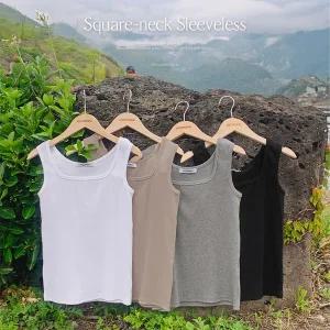 핫핑 [부유방커버][MADE] 데이니츠 스퀘어넥 스판 골지 망고나시