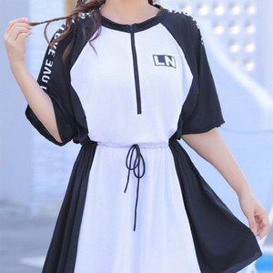 [옷자락]여자 쓰리웨이 박시 스트링 배색 나그랑 원피스 수영복