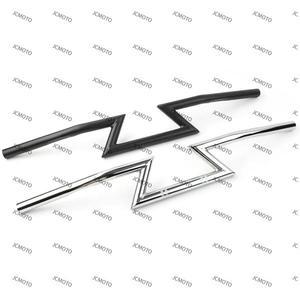 할리 혼다 호환 야마하 스즈키 범용 블랙/크롬 스틸 1인치 25mm 바이크 오토바이 핸들바 Z바 핸들 드래그